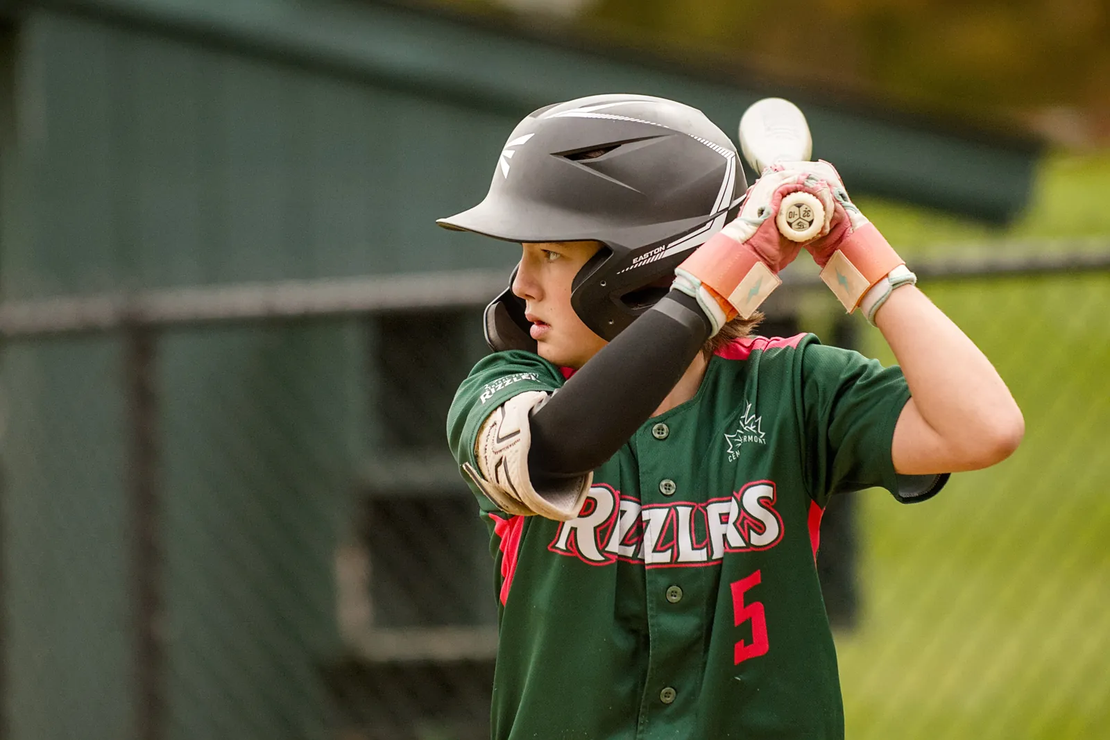 A Rizzlers batter waits for the pitch