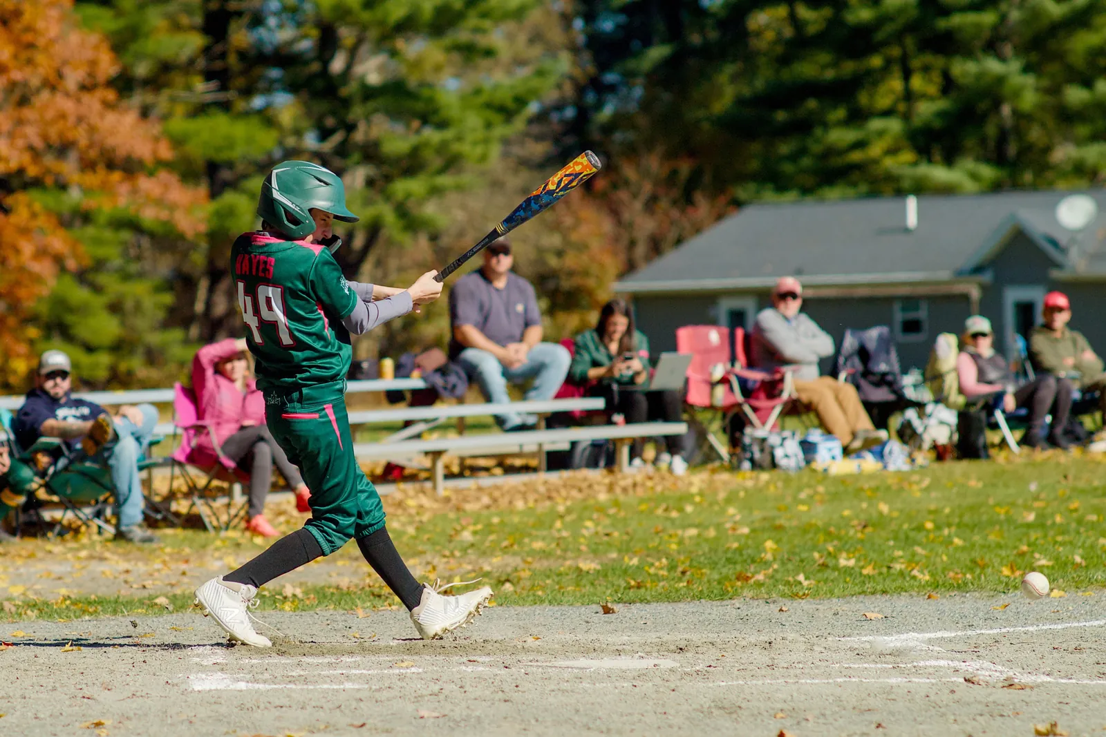 A Rizzlers batter follows through on a swing